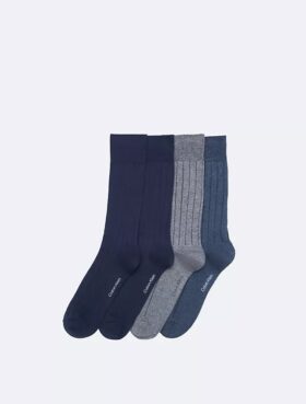 Calcetines de vestir con logotipo acanalado, paquete de 4