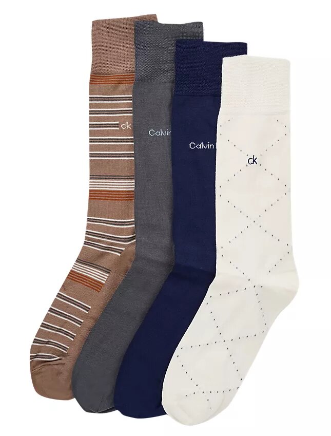 Calcetines de vestir de mezcla de algodón, paquete de 4 Calcetines de vestir de mezcla de algodón, paquete de 4