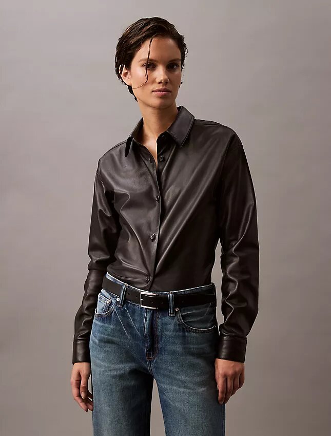 Camisa abotonada de piel de cordero Camisa abotonada de piel de cordero