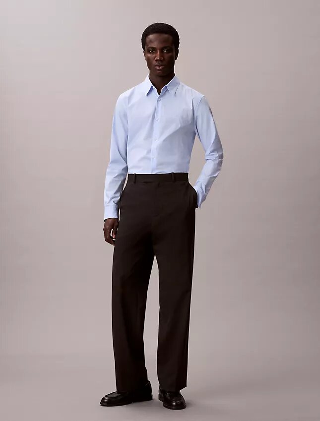 Camisa ajustada de algodón elástico con estampado de cuadros vichy y botones Camisa ajustada de algodón elástico con estampado de cuadros vichy y botones