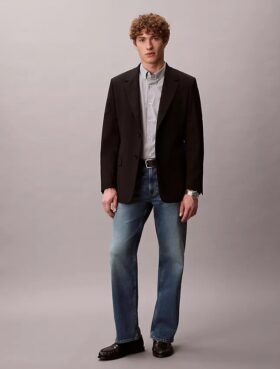 Camisa ajustada de algodón elástico con estampado de cuadros vichy y botones