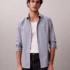 Camisa ajustada de Cotton Stretch a rayas con botones