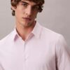 Camisa ajustada de Cotton Stretch a rayas con botones Camisa ajustada de Cotton Stretch a rayas con botones