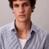 Camisa ajustada de Cotton Stretch a rayas con botones