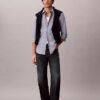 Camisa ajustada de Cotton Stretch a rayas con botones