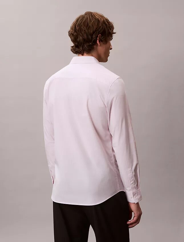 Camisa ajustada de Cotton Stretch a rayas con botones Camisa ajustada de Cotton Stretch a rayas con botones