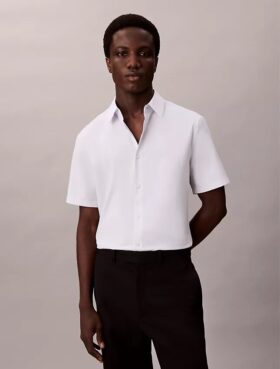 Camisa ajustada de Cotton Stretch con botones