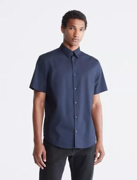 Camisa ajustada de Cotton Stretch con botones