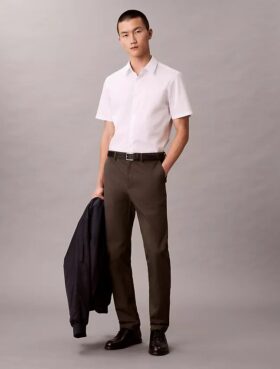 Camisa ajustada de Cotton Stretch con botones