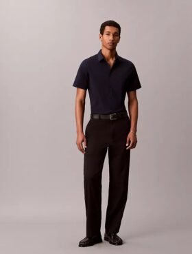 Camisa ajustada de Cotton Stretch con botones