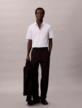 Camisa ajustada de Cotton Stretch con botones