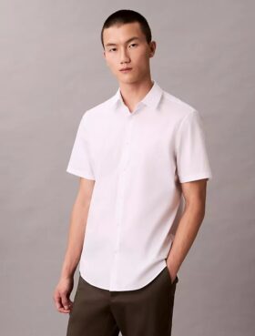 Camisa ajustada de Cotton Stretch con botones