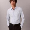 Camisa ajustada de cuadros de Cotton Stretch con botones