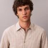 Camisa ajustada de cuadros de Cotton Stretch con botones
