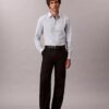 Camisa ajustada de cuadros de Cotton Stretch con botones