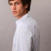 Camisa ajustada de cuadros de Cotton Stretch con botones