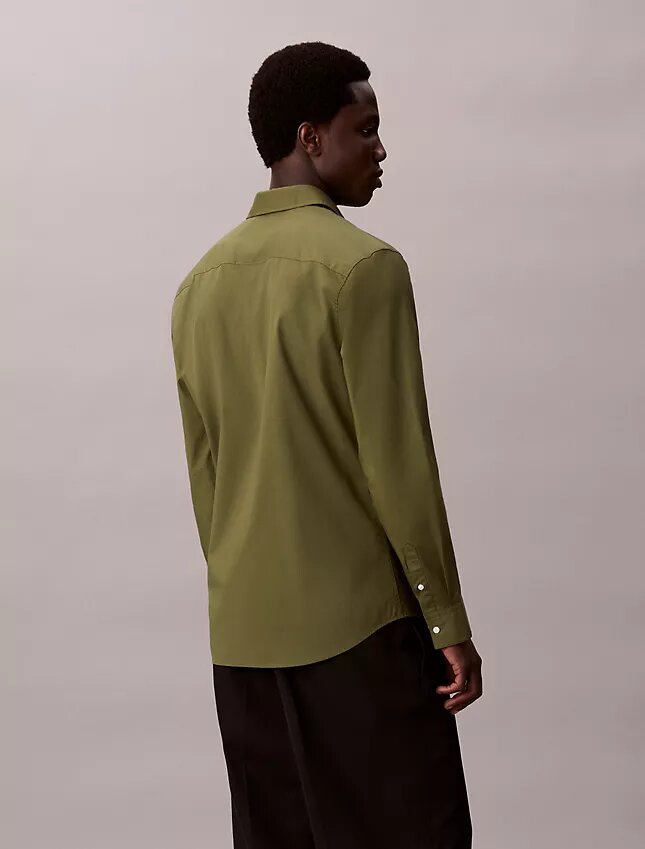 Camisa ajustada de popelín de algodón Cotton Stretch con botones Camisa ajustada de popelín de algodón Cotton Stretch con botones