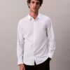 Camisa ajustada de popelín de Cotton Stretch con botones
