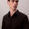 Camisa ajustada de popelín de Cotton Stretch con botones