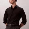 Camisa ajustada de popelín de Cotton Stretch con botones