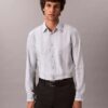Camisa ajustada elástica Supima con rayas teñidas en hilo Camisa ajustada elástica Supima con rayas teñidas en hilo