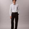 Camisa ajustada elástica Supima con rayas teñidas en hilo Camisa ajustada elástica Supima con rayas teñidas en hilo