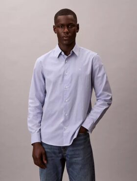 Camisa clásica con botones de rayas de Cotton Stretch