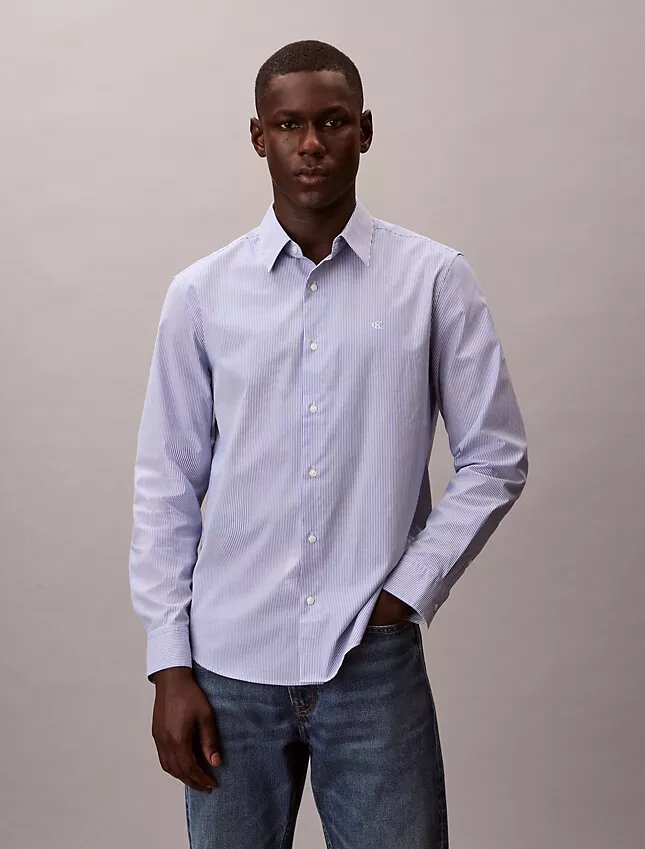 Camisa clásica con botones de rayas de Cotton Stretch Camisa clásica con botones de rayas de Cotton Stretch