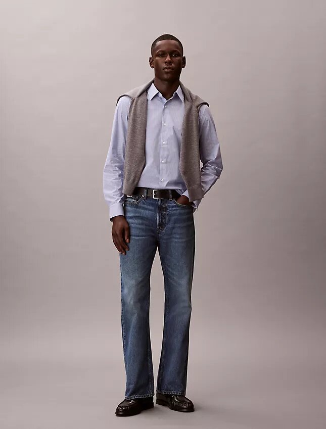Camisa clásica con botones de rayas de Cotton Stretch Camisa clásica con botones de rayas de Cotton Stretch