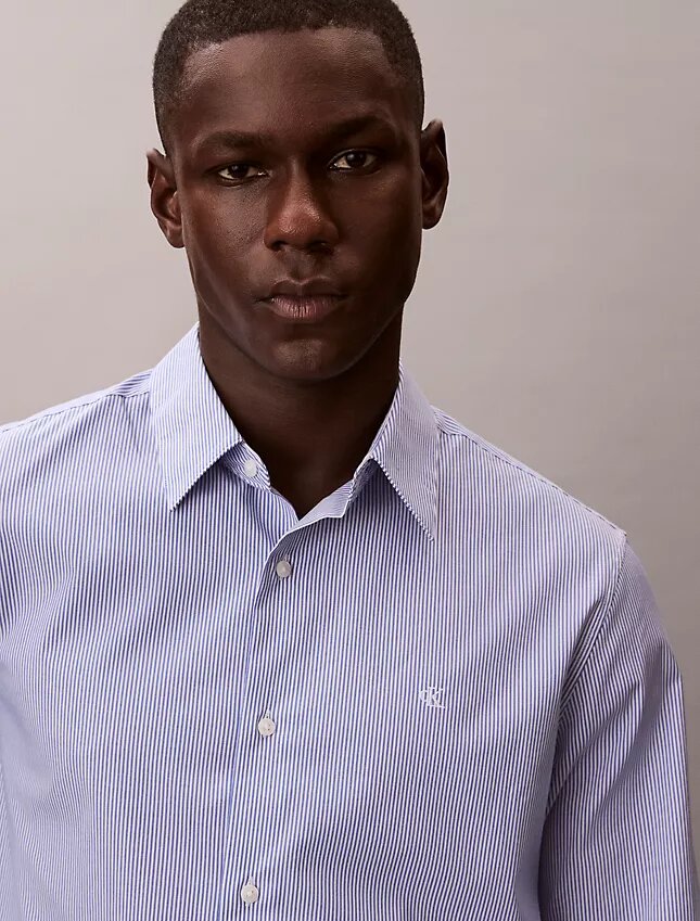 Camisa clásica con botones de rayas de Cotton Stretch Camisa clásica con botones de rayas de Cotton Stretch
