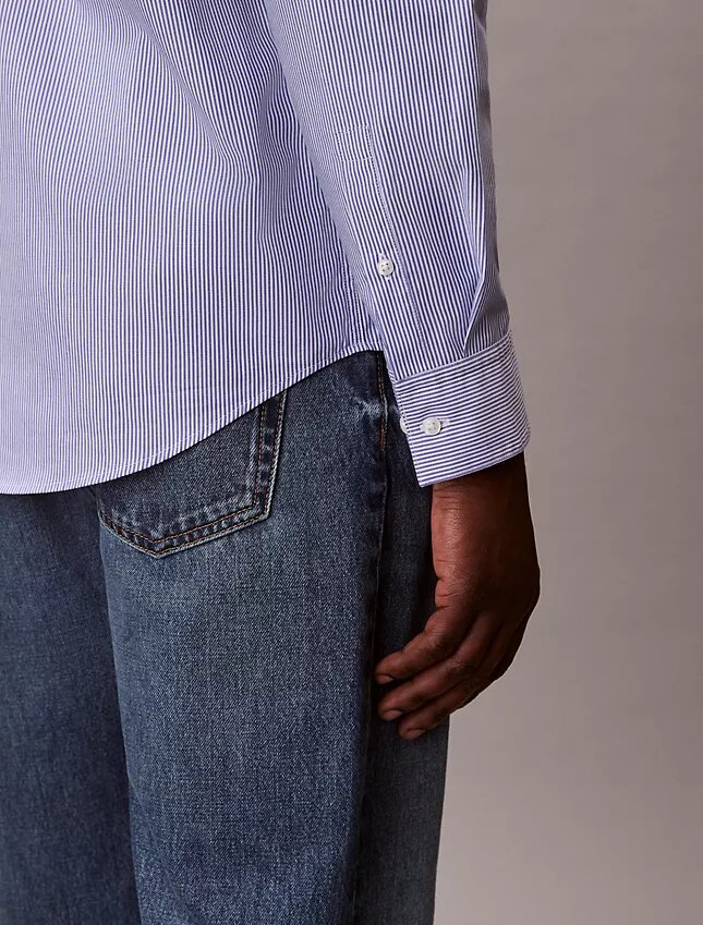 Camisa clásica con botones de rayas de Cotton Stretch Camisa clásica con botones de rayas de Cotton Stretch