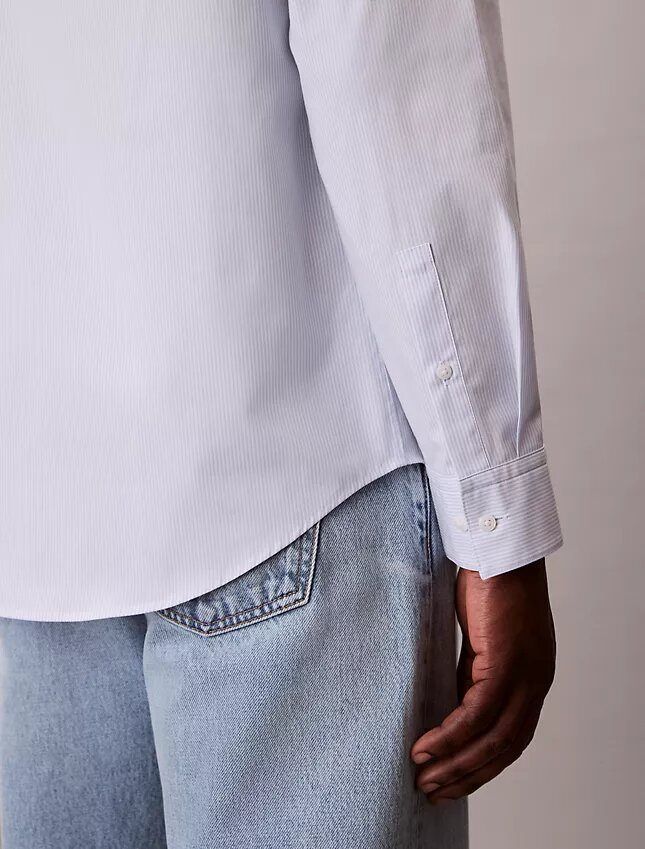 Camisa clásica con botones de rayas de Cotton Stretch Camisa clásica con botones de rayas de Cotton Stretch