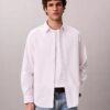Camisa clásica de algodón elástico a rayas con cuello abotonado Camisa clásica de algodón elástico a rayas con cuello abotonado