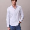 Camisa clásica de algodón elástico a rayas con cuello abotonado Camisa clásica de algodón elástico a rayas con cuello abotonado