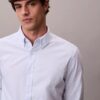 Camisa clásica de algodón elástico a rayas con cuello abotonado Camisa clásica de algodón elástico a rayas con cuello abotonado