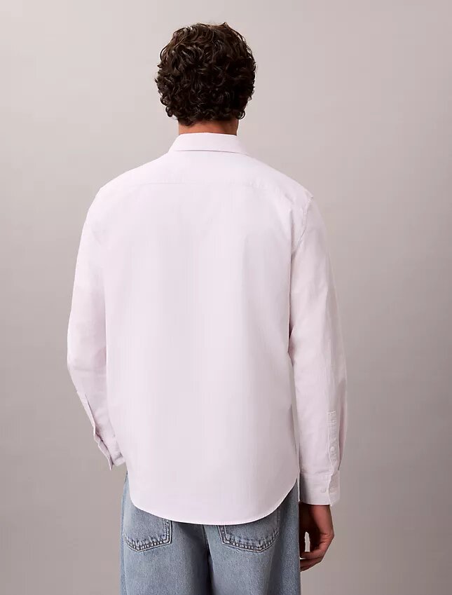 Camisa clásica de algodón elástico a rayas con cuello abotonado Camisa clásica de algodón elástico a rayas con cuello abotonado