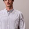 Camisa clásica de algodón elástico a rayas con cuello abotonado Camisa clásica de algodón elástico a rayas con cuello abotonado