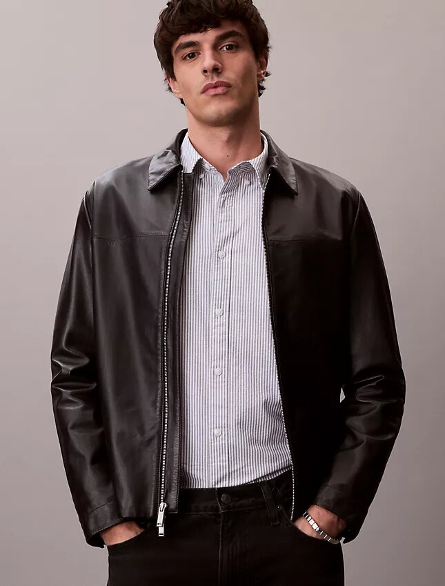 Camisa clásica de algodón elástico a rayas con cuello abotonado Camisa clásica de algodón elástico a rayas con cuello abotonado