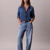 Camisa clásica de Denim con botones Camisa clásica de Denim con botones