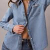 Camisa clásica de Denim con botones