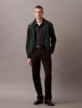 Camisa clásica de franela con botones y estampado de pata de gallo
