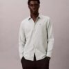 Camisa clásica de lino y algodón con botones Camisa clásica de lino y algodón con botones