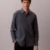 Camisa clásica de lino y algodón con botones Camisa clásica de lino y algodón con botones