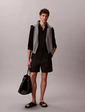 Camisa clásica de lino y algodón con botones
