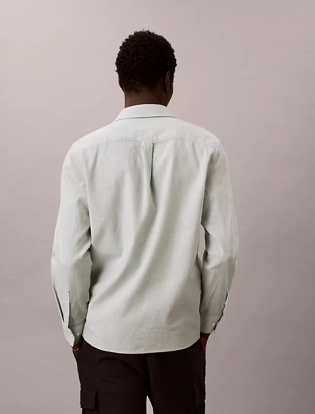 Camisa clásica de lino y algodón con botones Camisa clásica de lino y algodón con botones