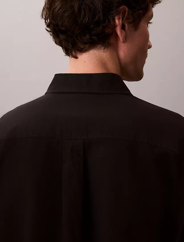 Camisa clásica de lino y algodón con botones Camisa clásica de lino y algodón con botones