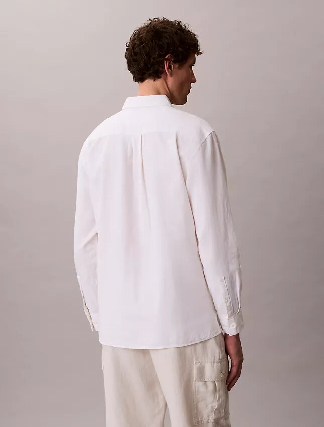 Camisa clásica de lino y algodón con botones Camisa clásica de lino y algodón con botones