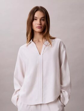 Camisa clásica de mezcla de lino