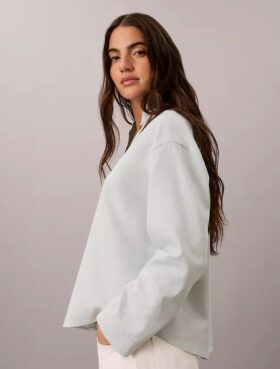Camisa clásica de mezcla de lino