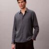 Camisa clásica de mezcla de lino liso Camisa clásica de mezcla de lino liso